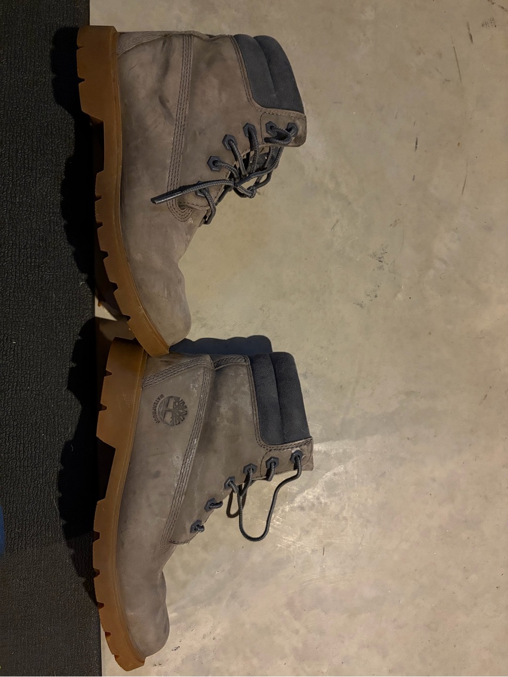 Timberland Gray Nubuck Lace-Up Work Boots with Tan Outsole